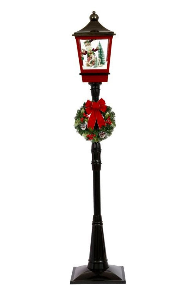 72" Snowing Lamp Post with Elf and Rocking Horse - Mark Roberts