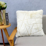 Golden Faux Fur Glow Fluffy Pillow Polyester Fabric - Black Moon With Gold Foil, 20" X 20" (1 Pillow)