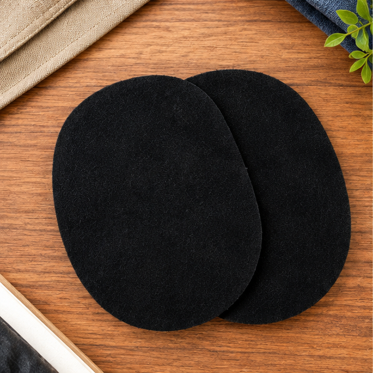 Black Suede Cowhide Elbow Patches - Black, 4 3/4" X 6 1/4" (1 Pair)