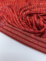 Acrylic Knitted Fabric Red Beige Printed