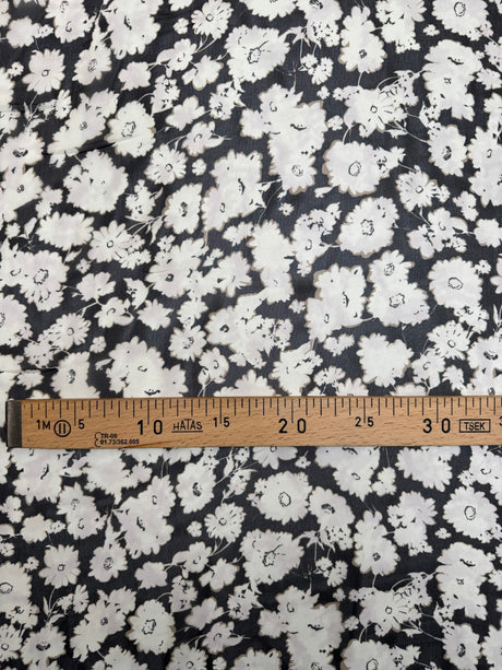 Polyester Chiffon Floral Print Beige Black