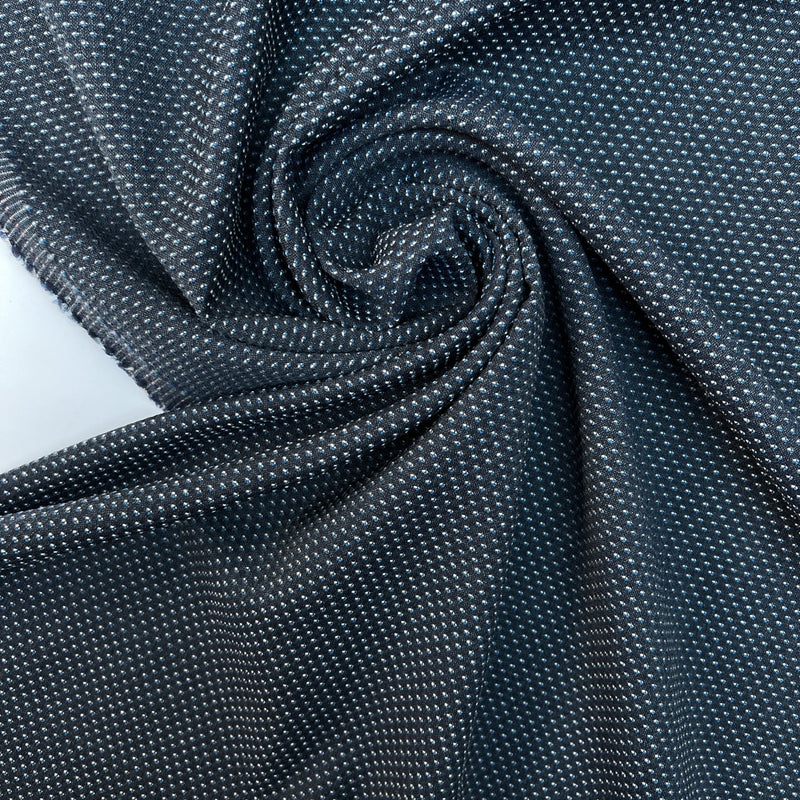 Wool Polka Dot Grey Blue Fabric
