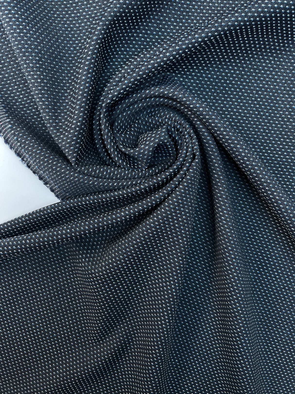 Wool Polka Dot Grey Blue Fabric