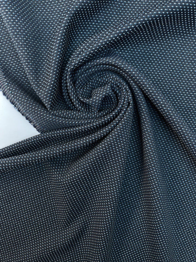 Wool Polka Dot Grey Blue Fabric