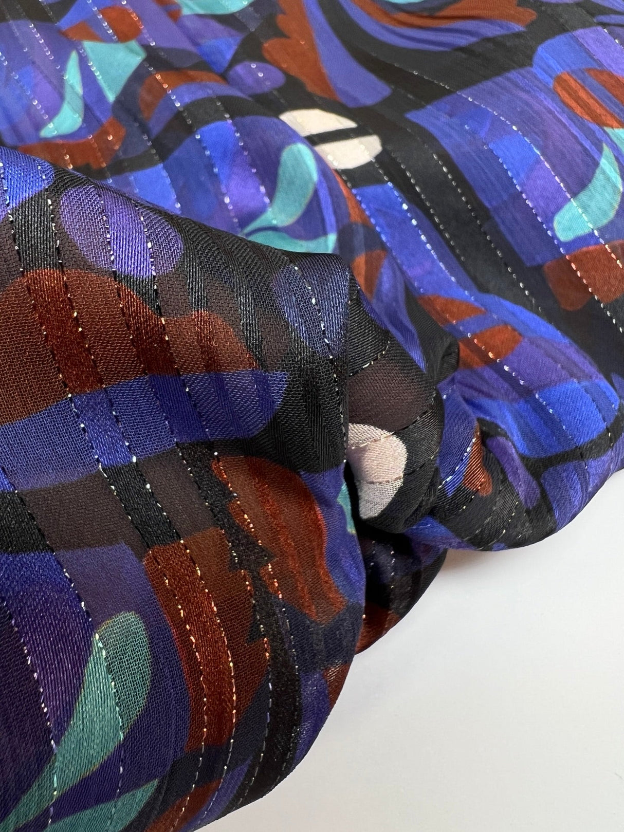 Polyester Lurex Chiffon Printed Multicolour Stripes