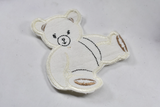 Embroidered Bear Patch White with Red Bow
