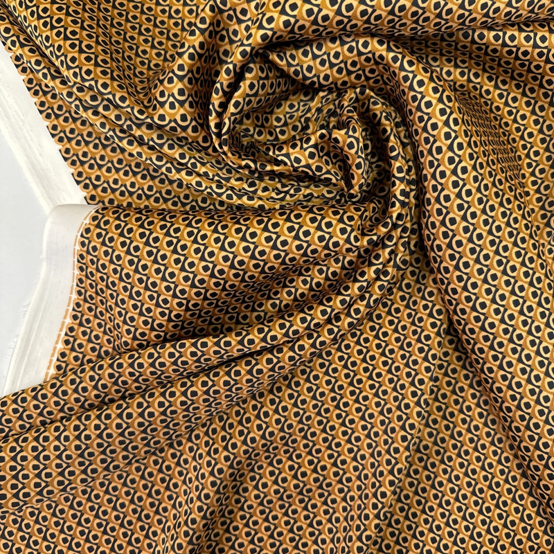 Polyester Sateen Printed Brown Black