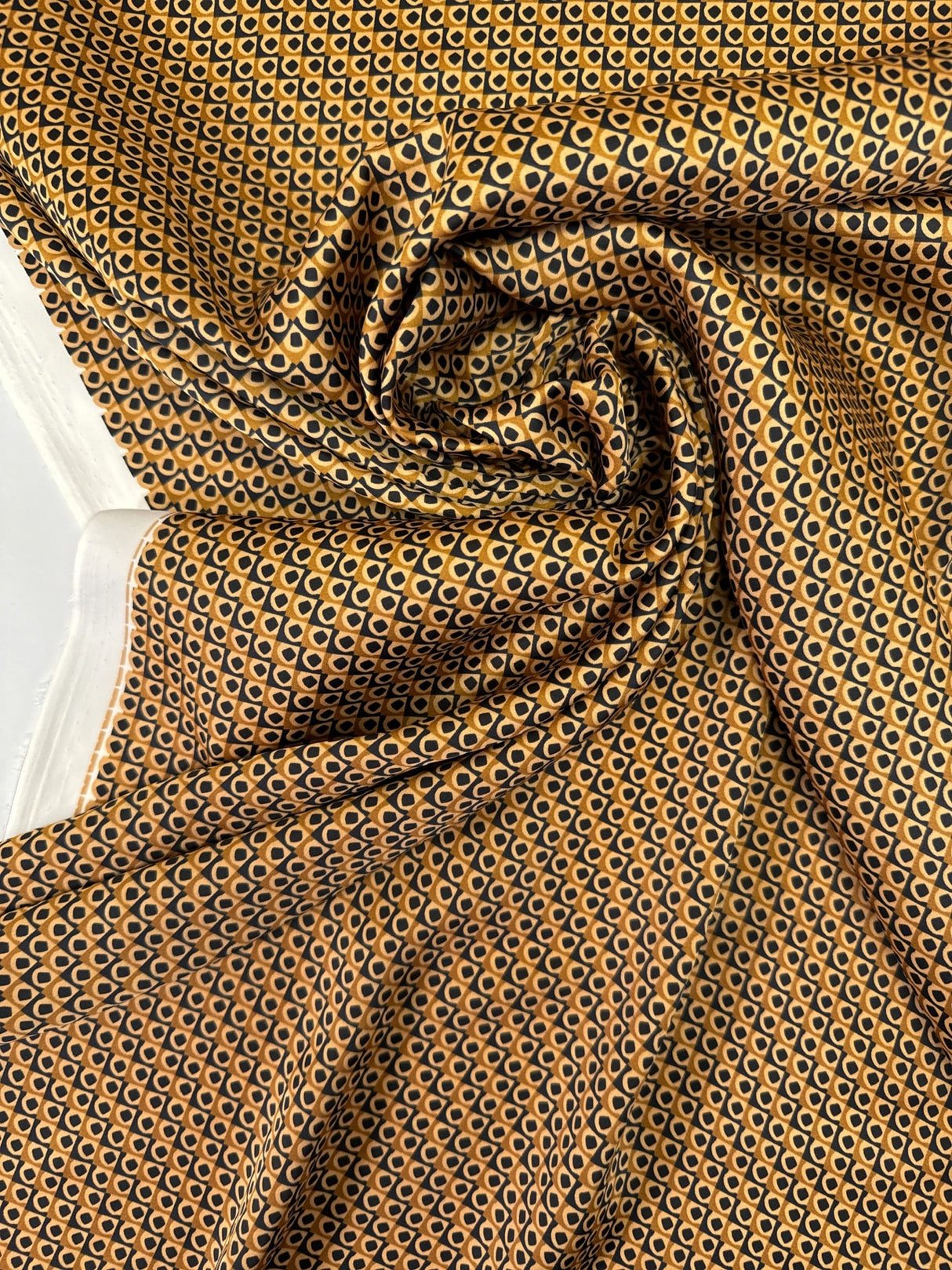 Polyester Sateen Printed Brown Black