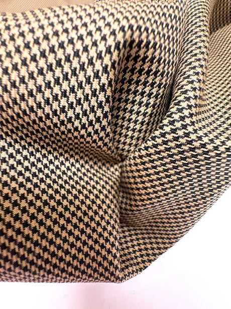 Polyester Cotton Houndstooth Tweed Brown Black