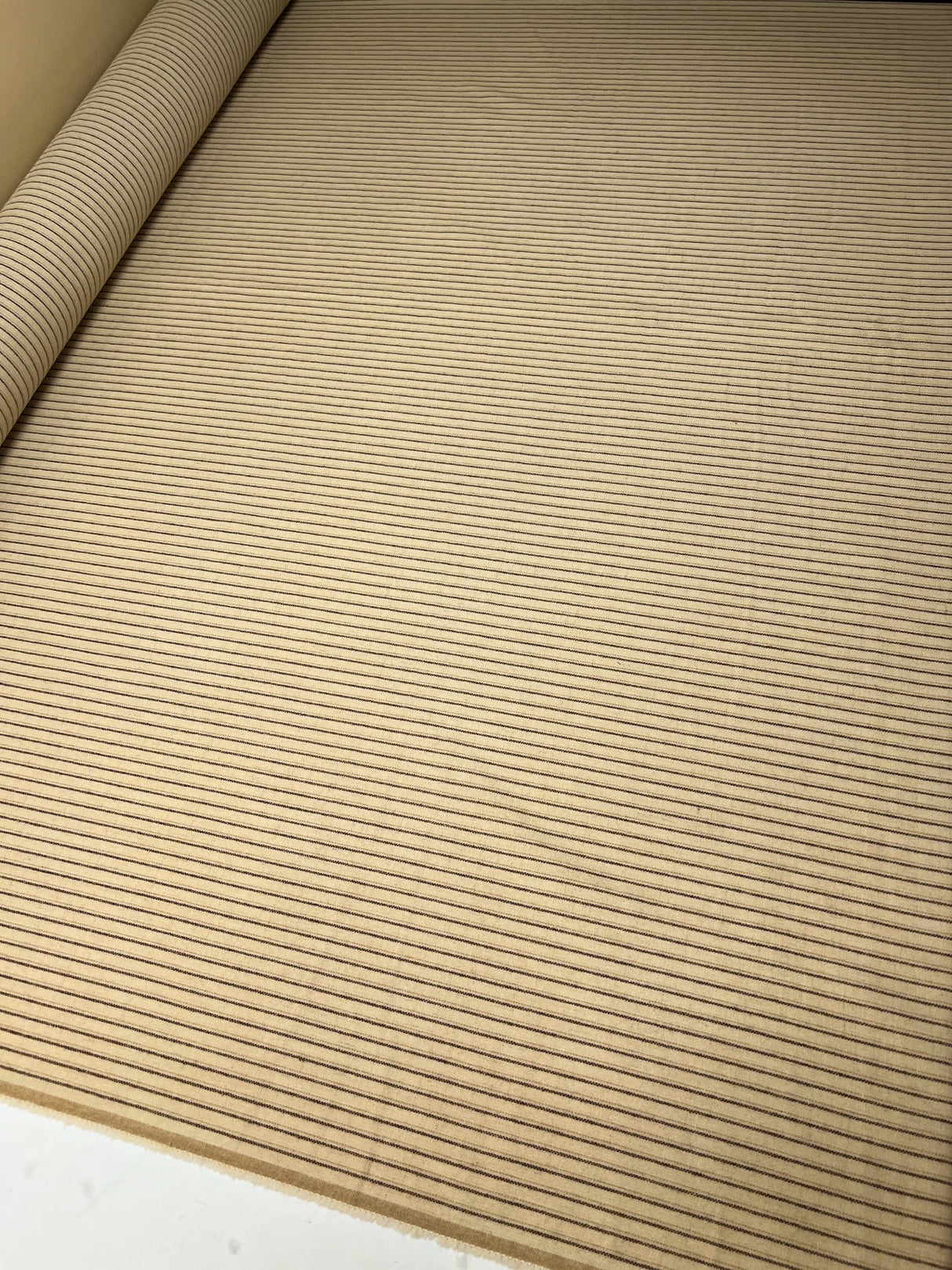 Wool Acrylic Striped Fabric Brown Beige
