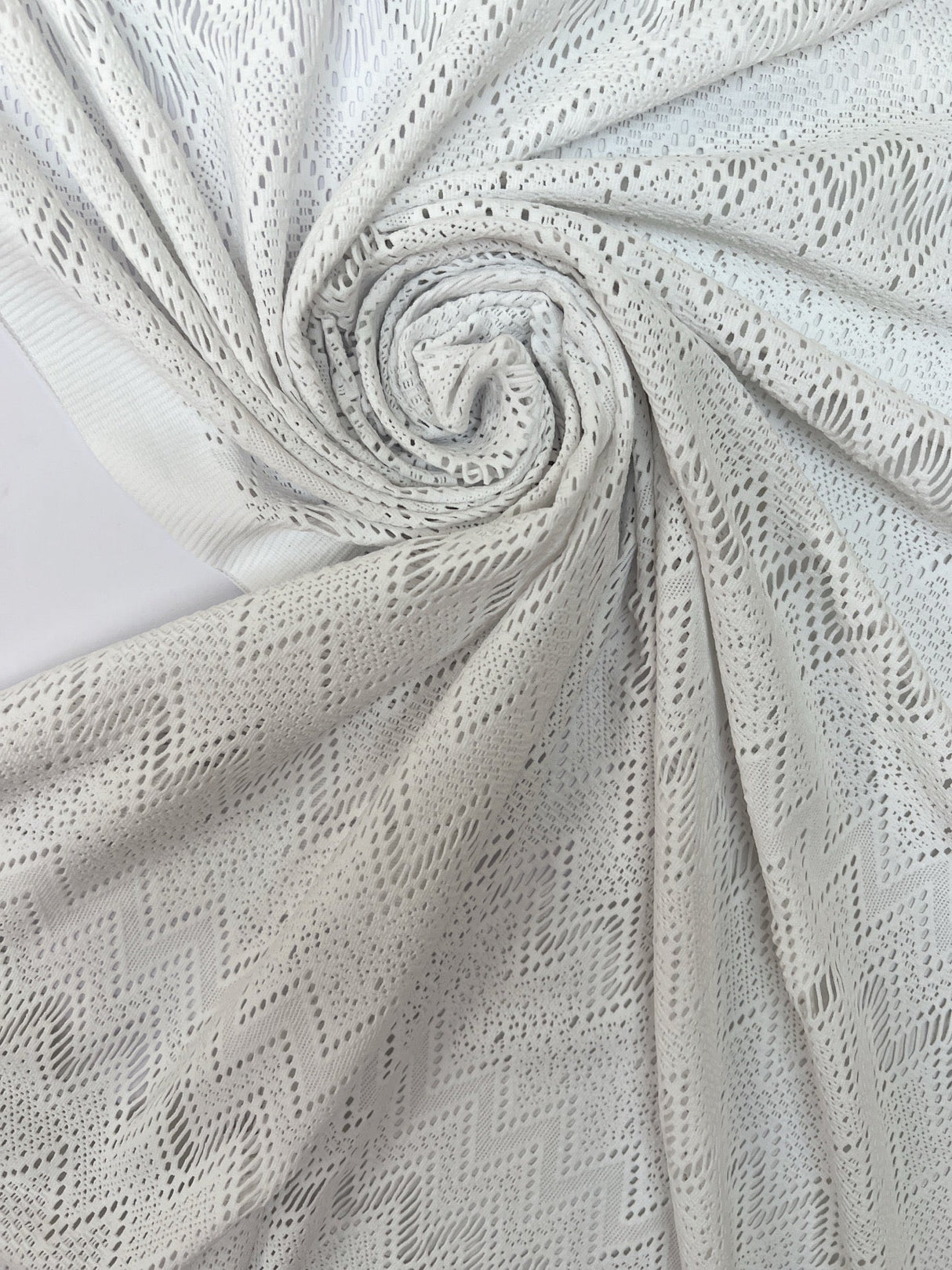 Polyamide Elastane Knitted Fabric White Geometric