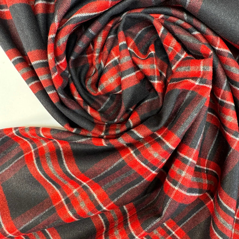 Polyester Blend Twill Checked Striped Red