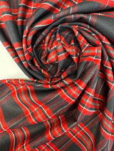 Polyester Blend Twill Checked Striped Red