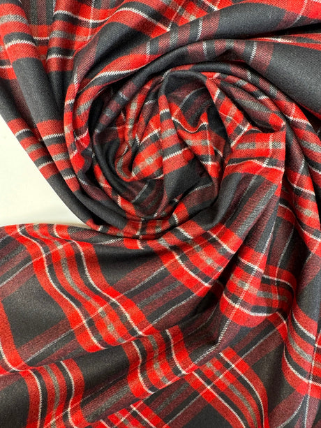 Polyester Blend Twill Checked Striped Red