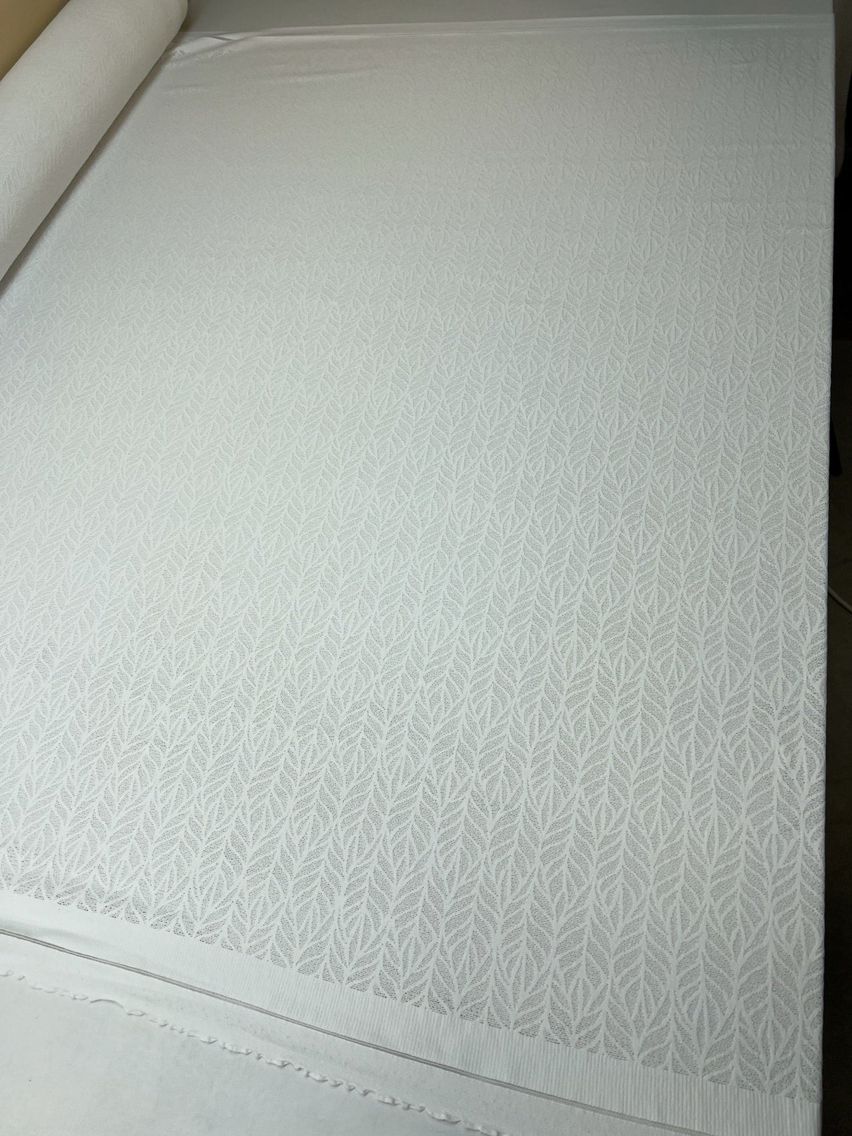 Polyamide Elastane Knitted Floral White Fabric