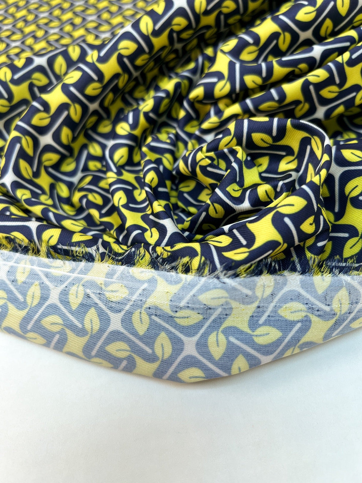 Polyester Geometric Print Fabric in Yellow and Blue