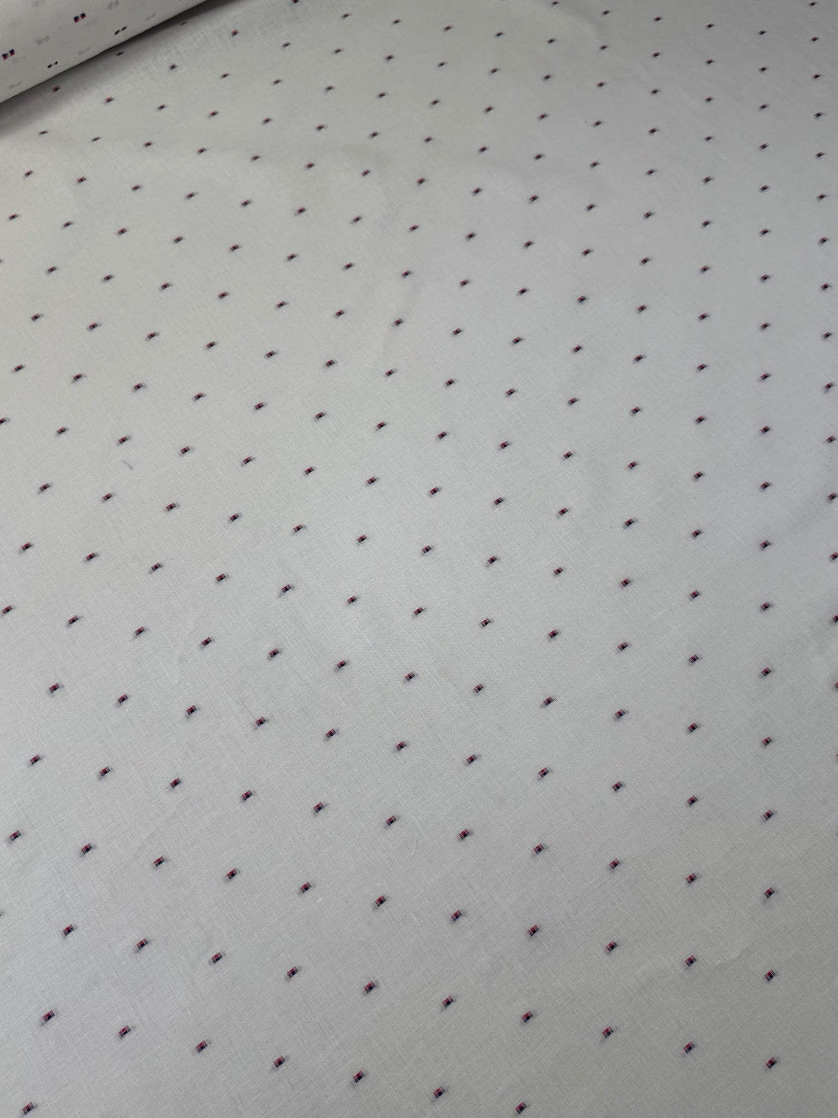 Cotton Linen Fil Coupé White Geometric