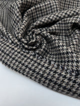 Virgin Wool Houndstooth Tweed Gray-Beige