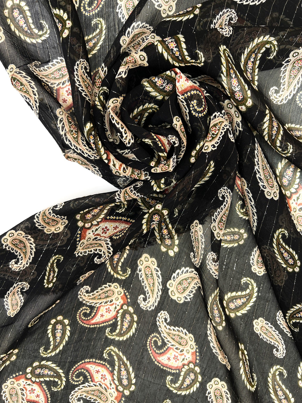 Polyester Lurex Chiffon Printed Green Black