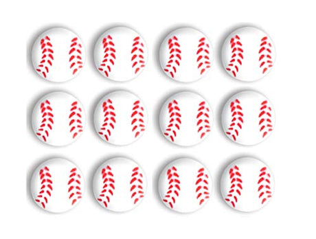Fun Cupcake Topper (12 Piece) - Sugar Hand Painted Cake Decorating Baseball Toppers for Cakes, Cookies