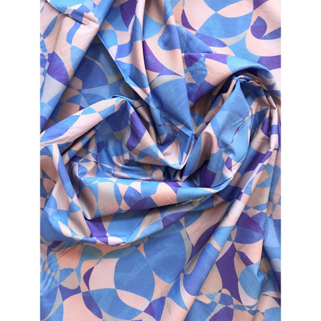 Chiasoka 100 Percent Cotton Fabric - Blue, Purple, Taupe African Print, 58" Width (1 Yard)