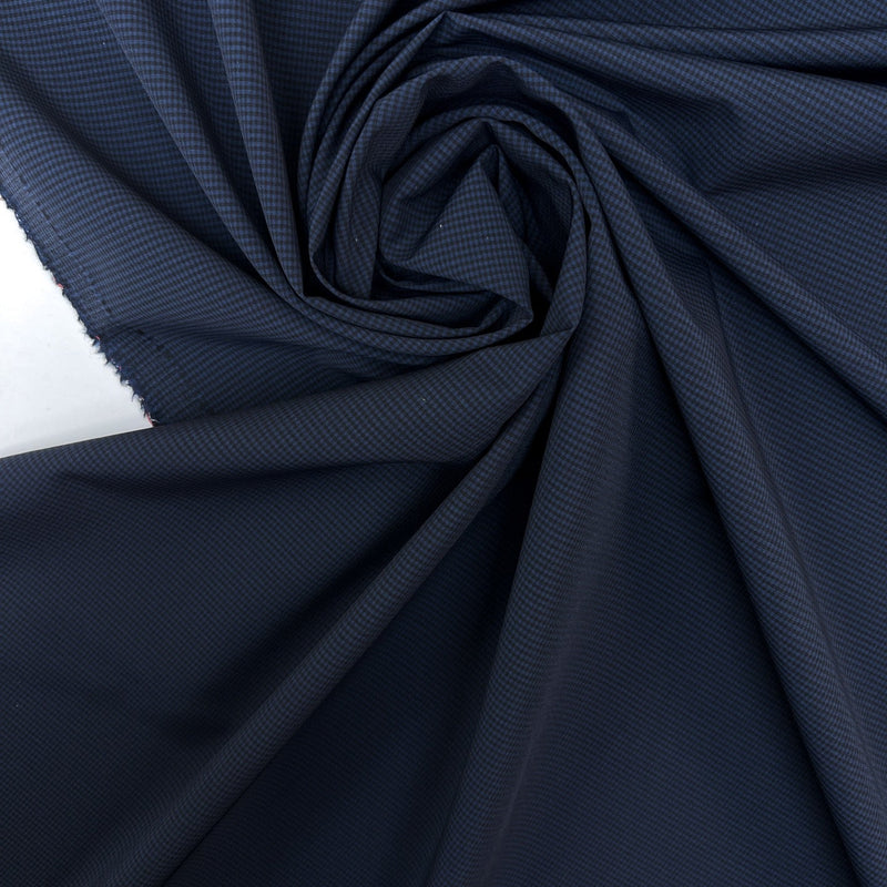 Virgin Wool Checked Suiting Fabric Blue-Black
