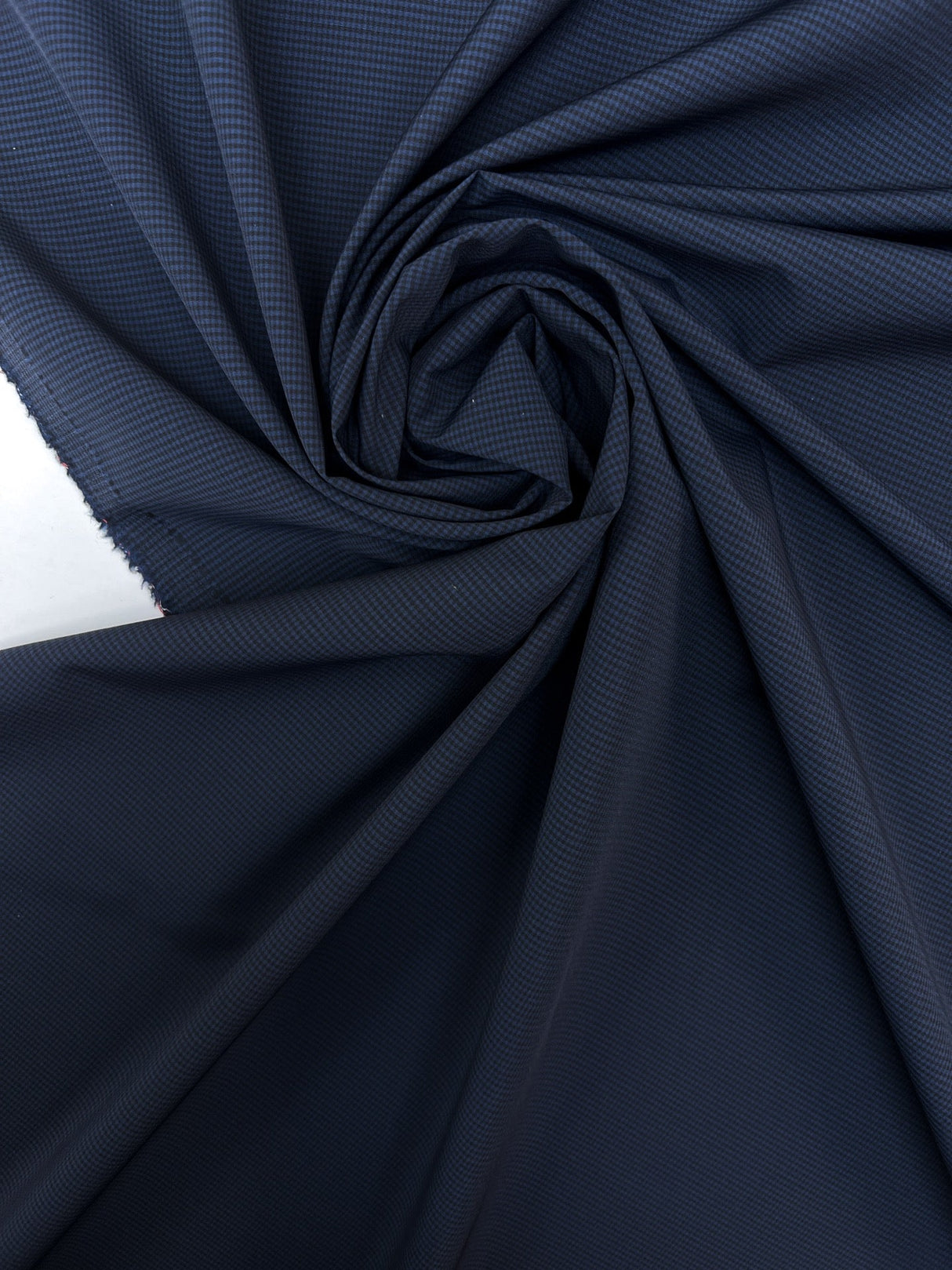 Virgin Wool Checked Suiting Fabric Blue-Black