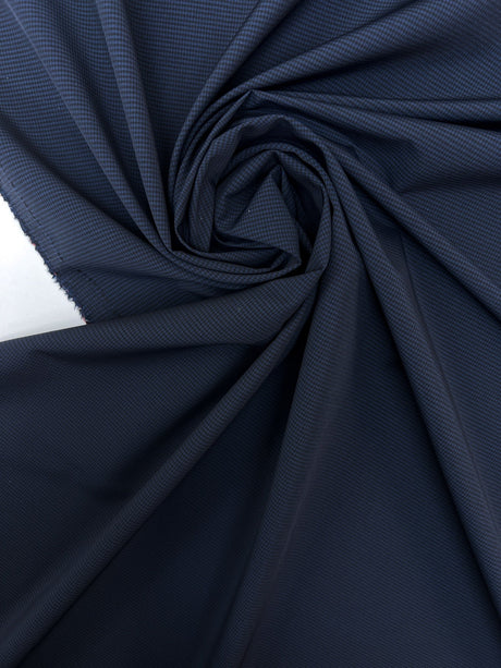 Virgin Wool Checked Suiting Fabric Blue-Black