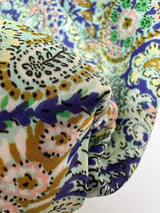 Polyester Sateen Paisley Print Purple Green