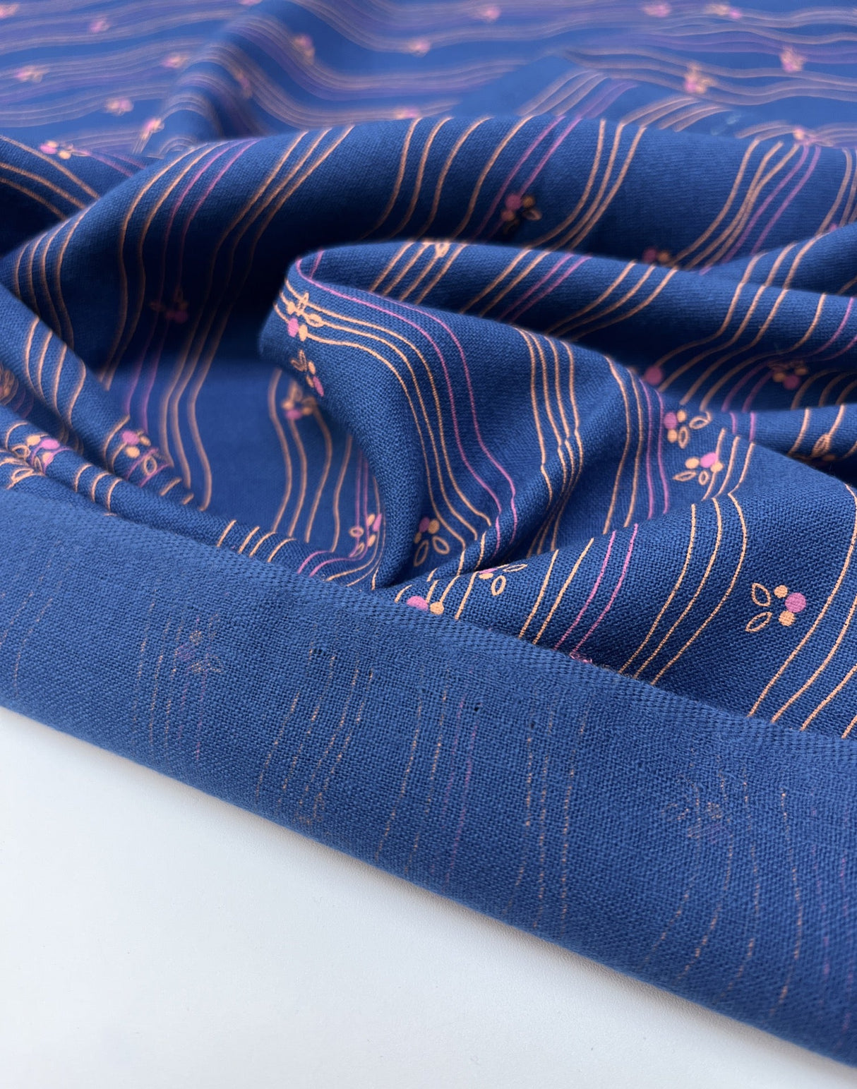 Virgin Wool Blue Printed Fabric