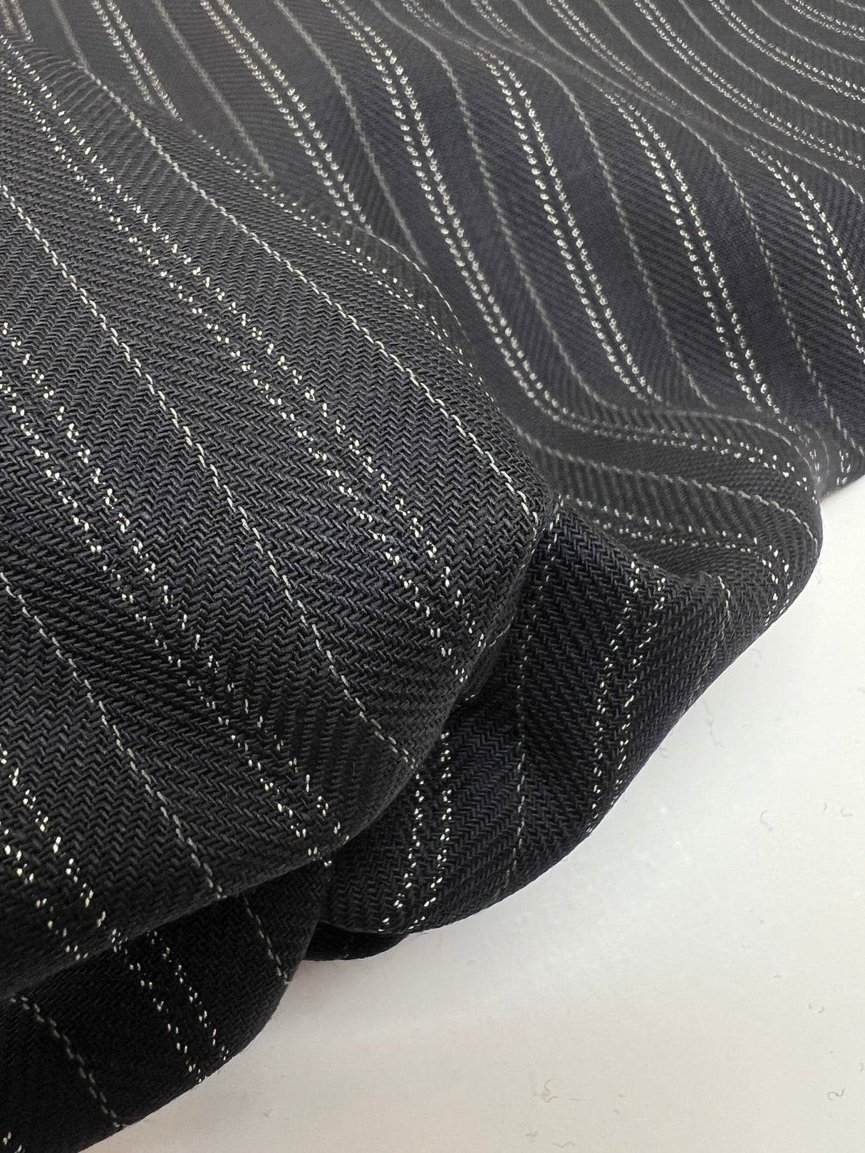 Wool Striped Herringbone Fabric