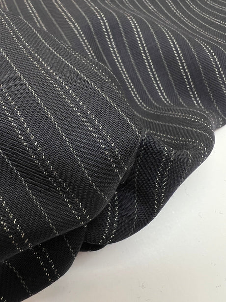 Wool Striped Herringbone Fabric