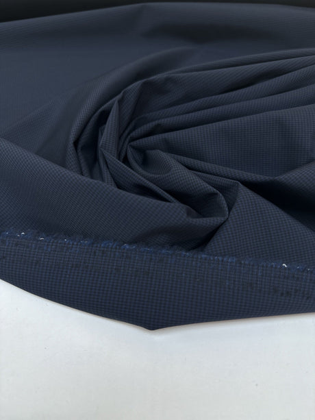 Virgin Wool Suit Fabric Checked Blue Black