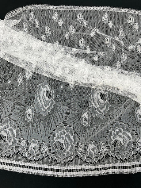 Viscose Cotton Lace Floral White