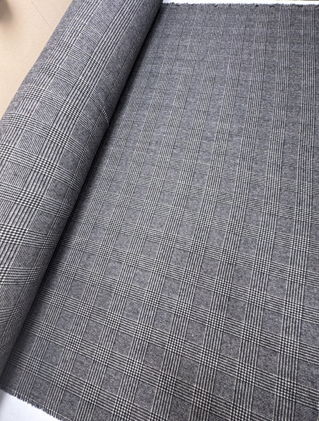 Wool Tweed Checked Gray Black
