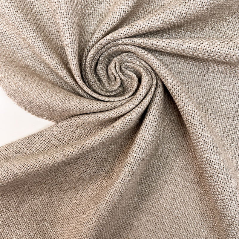 Linen Basket Weave Fabric Beige