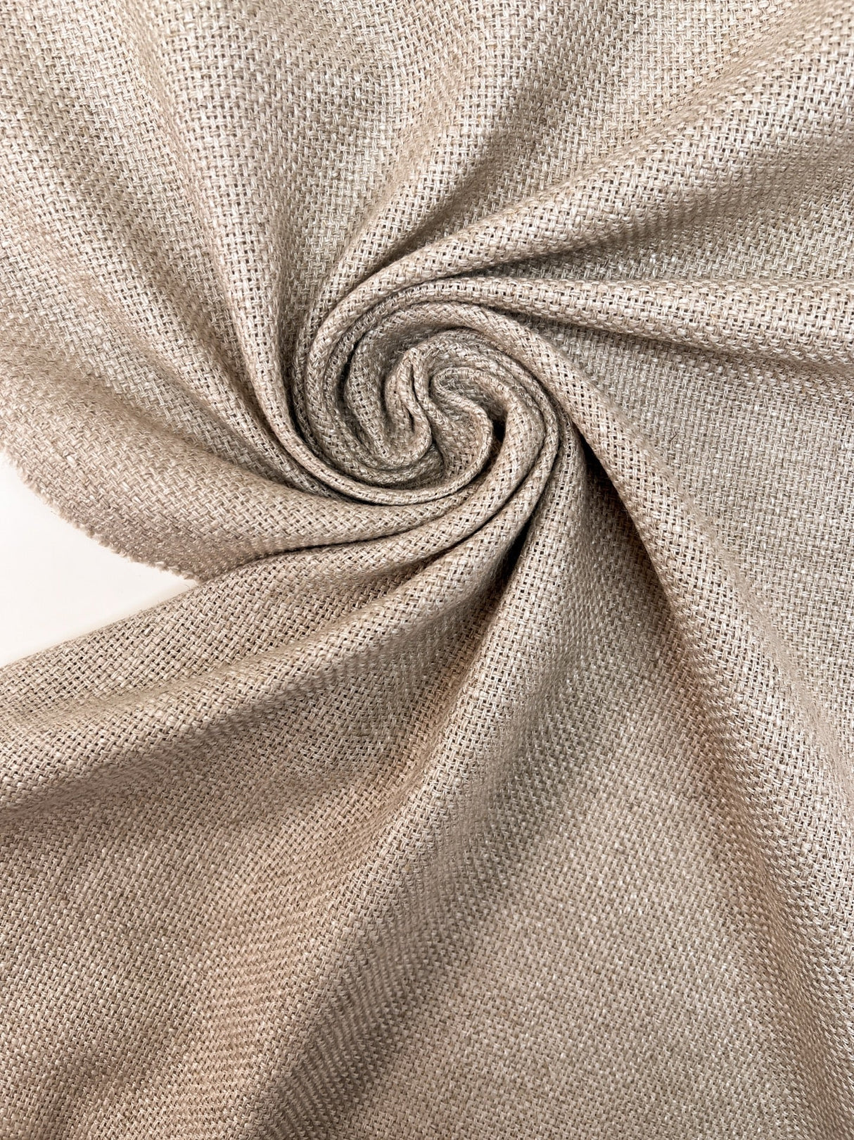 Linen Basket Weave Fabric Beige