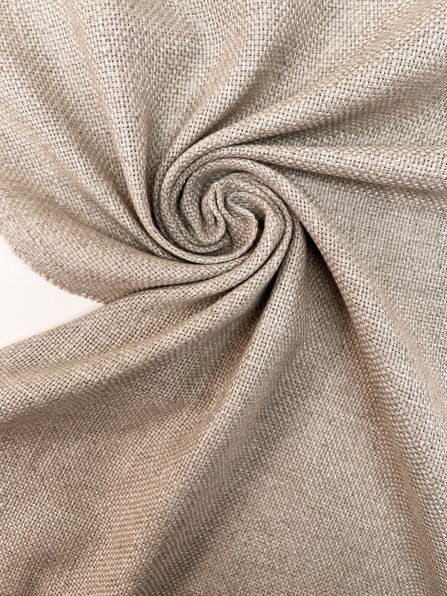 Linen Basket Weave Fabric Beige