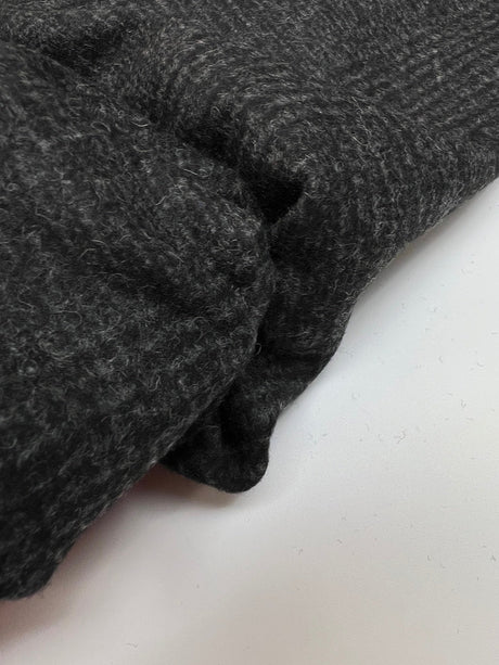 Wool Tweed Coat Fabric Checked Gray