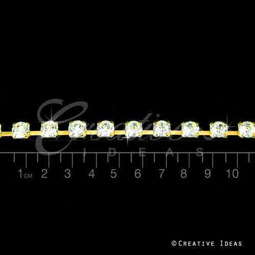 7Mm Rhineston Chain (Separated) - 5 Yards (Gold)