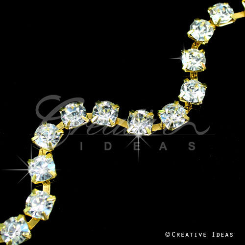 7Mm Rhineston Chain (Separated) - 5 Yards (Gold)