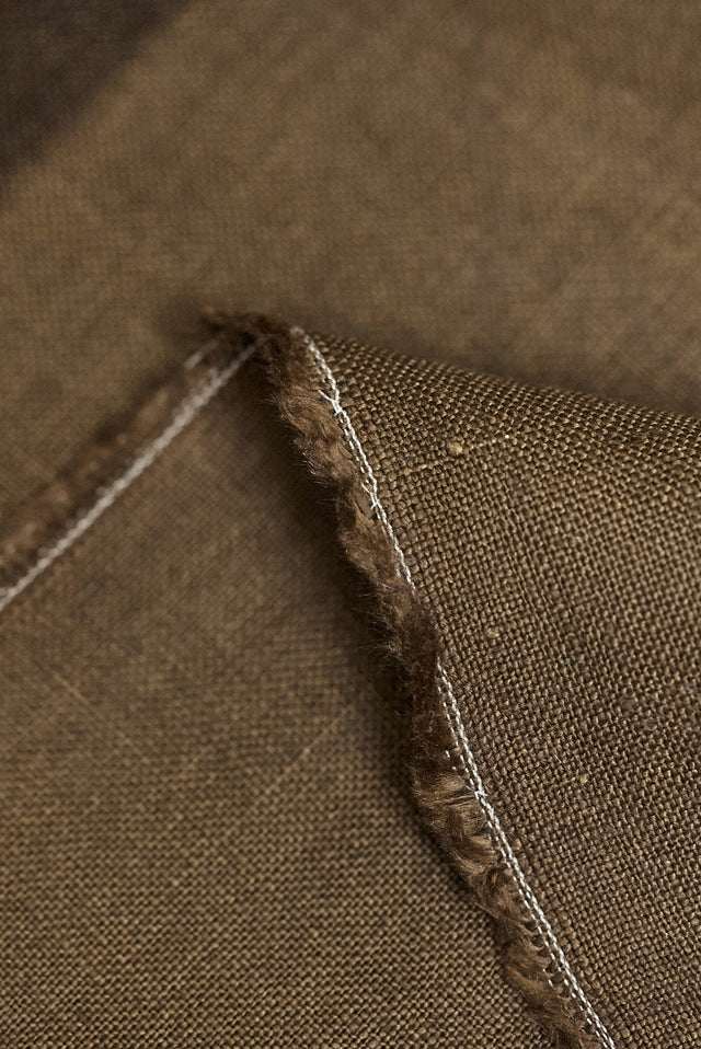 Pure Linen Fabric Dark Brown