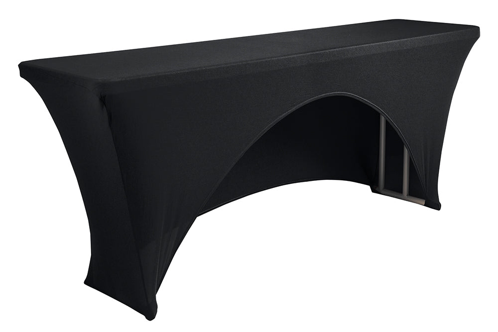 Open Back Spandex Table Cover 8 ft x 18 in Black