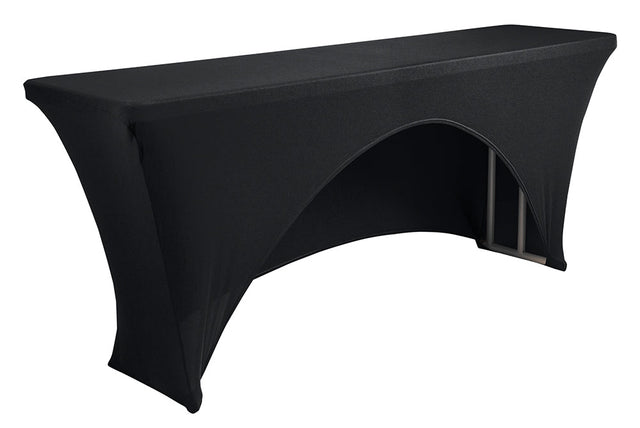 Open Back Spandex Table Cover 8 ft x 18 in Black