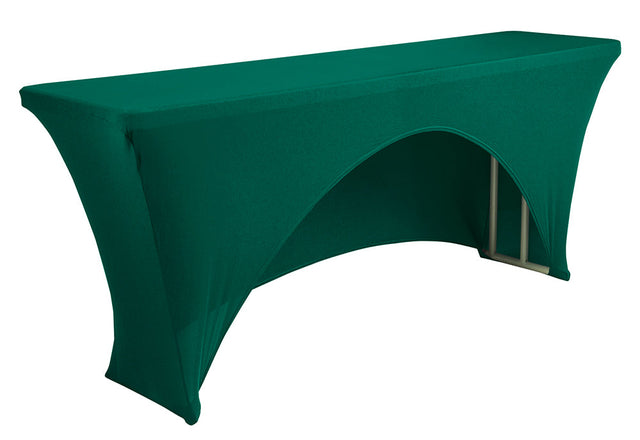 Spandex Table Cover Open Back 8 ft x 18 in Hunter Green/Holly Green