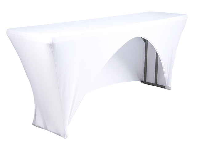 Open Back Spandex Table Cover 8 ft x 18 in White