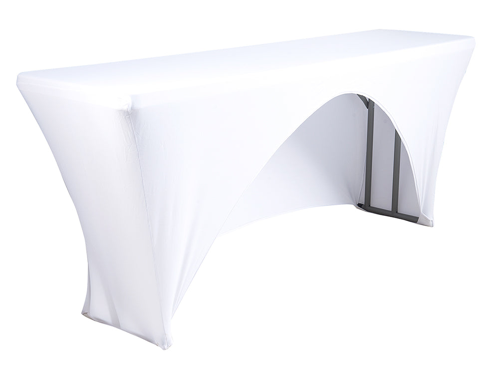Open Back Spandex Table Cover 6 ft x 18 in White
