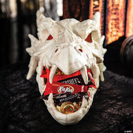8" Light-Up Dragon Skull Candy Bowl Plastic Halloween Decoration