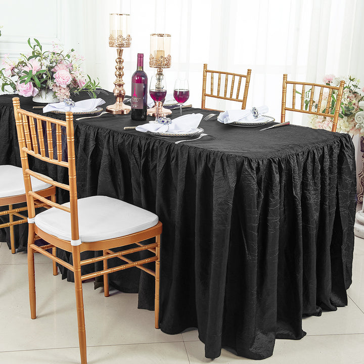Ruffled Fitted Crushed Taffeta Tablecloth With Skirt