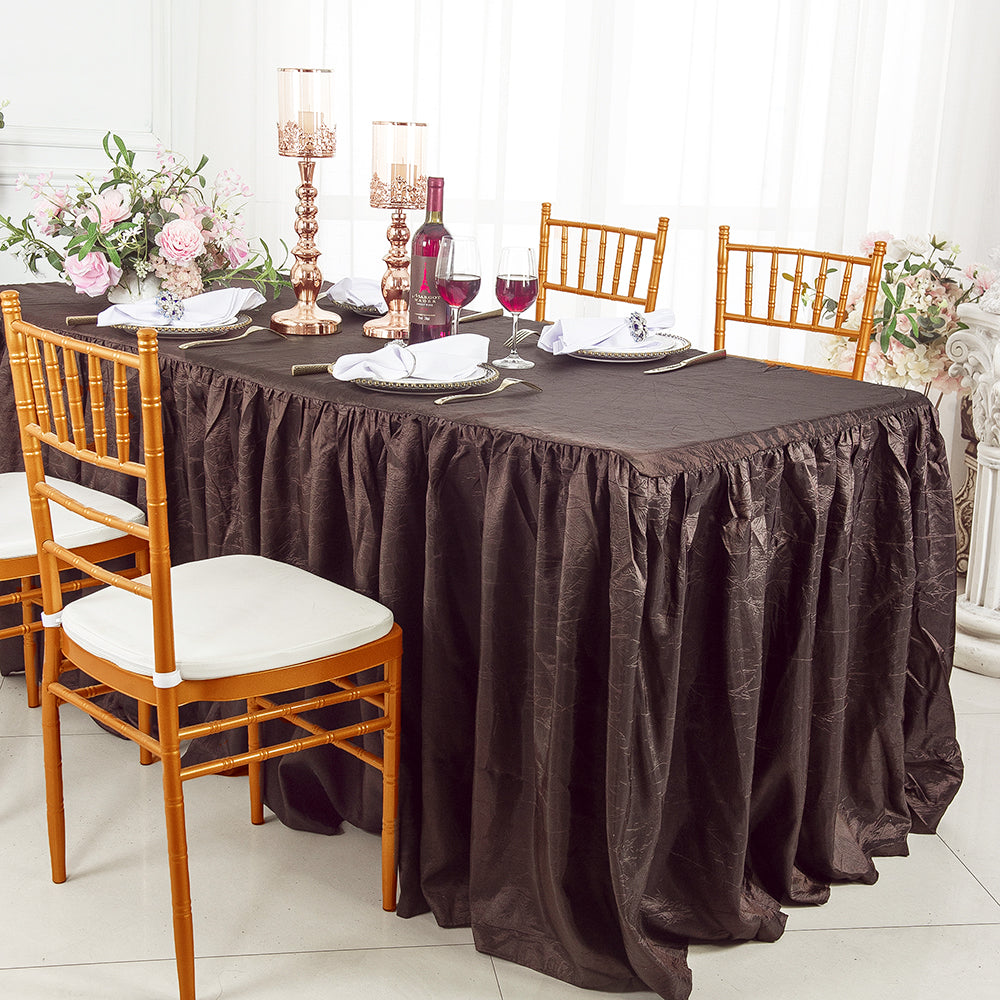 Rectangular Ruffled Fitted Crushed Taffeta Tablecloth With Skirt